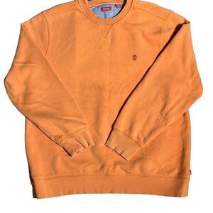 Izod Men's Pullon Sweater Long Sleeve Ribbed Hem Crewneck Cotton Orange Size XL